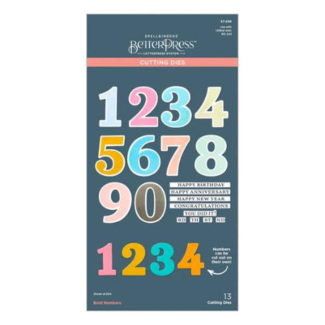Spellbinders Bold Color Mix Numbers BetterPress Plates and Die Bundle