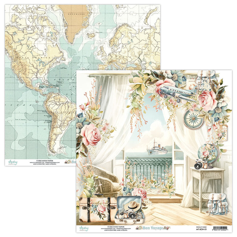 Mintay Bon Voyage 8x8 Inch Scrapbooking Paper Pad (MT-BON-08)