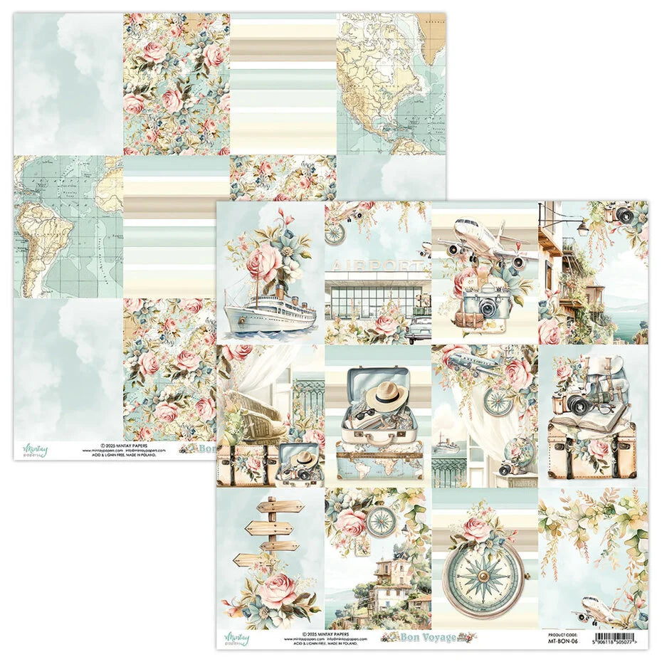 Mintay Bon Voyage 8x8 Inch Scrapbooking Paper Pad (MT-BON-08)