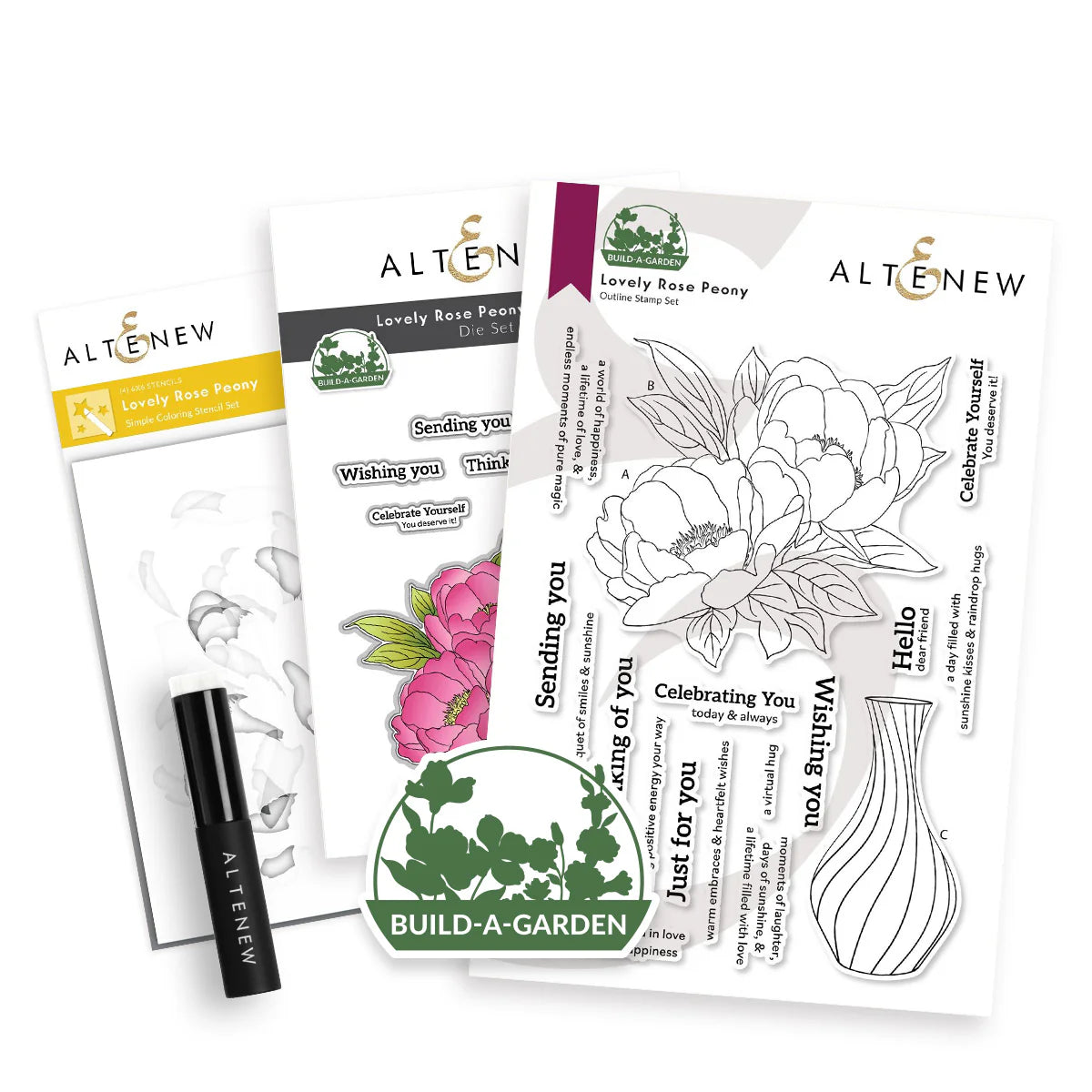 Altenew Build-A-Garden: Lovely Rose Peony & Add-on Die Bundle