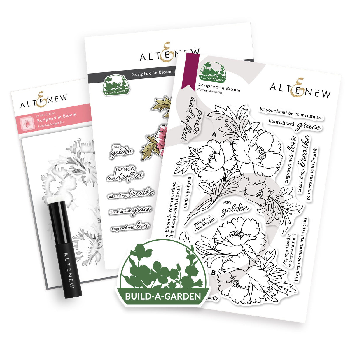 Altenew Build-A-Garden: Scripted in Bloom & Add-on Die Bundle