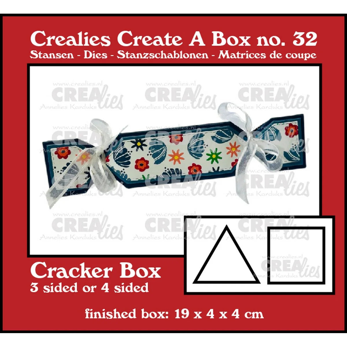 Crealies Crackerbox (3 & 4 Sides) Cutting Large CCAB32