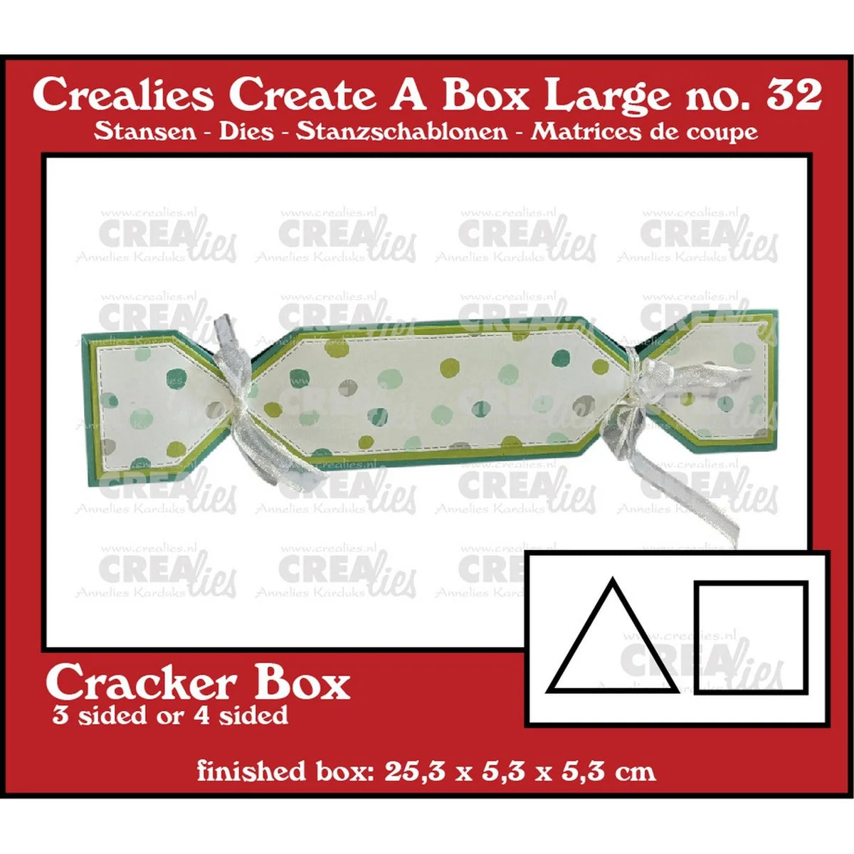 Crealies Crackerbox (3 & 4 Sides) Cutting Dies Large CCABL32