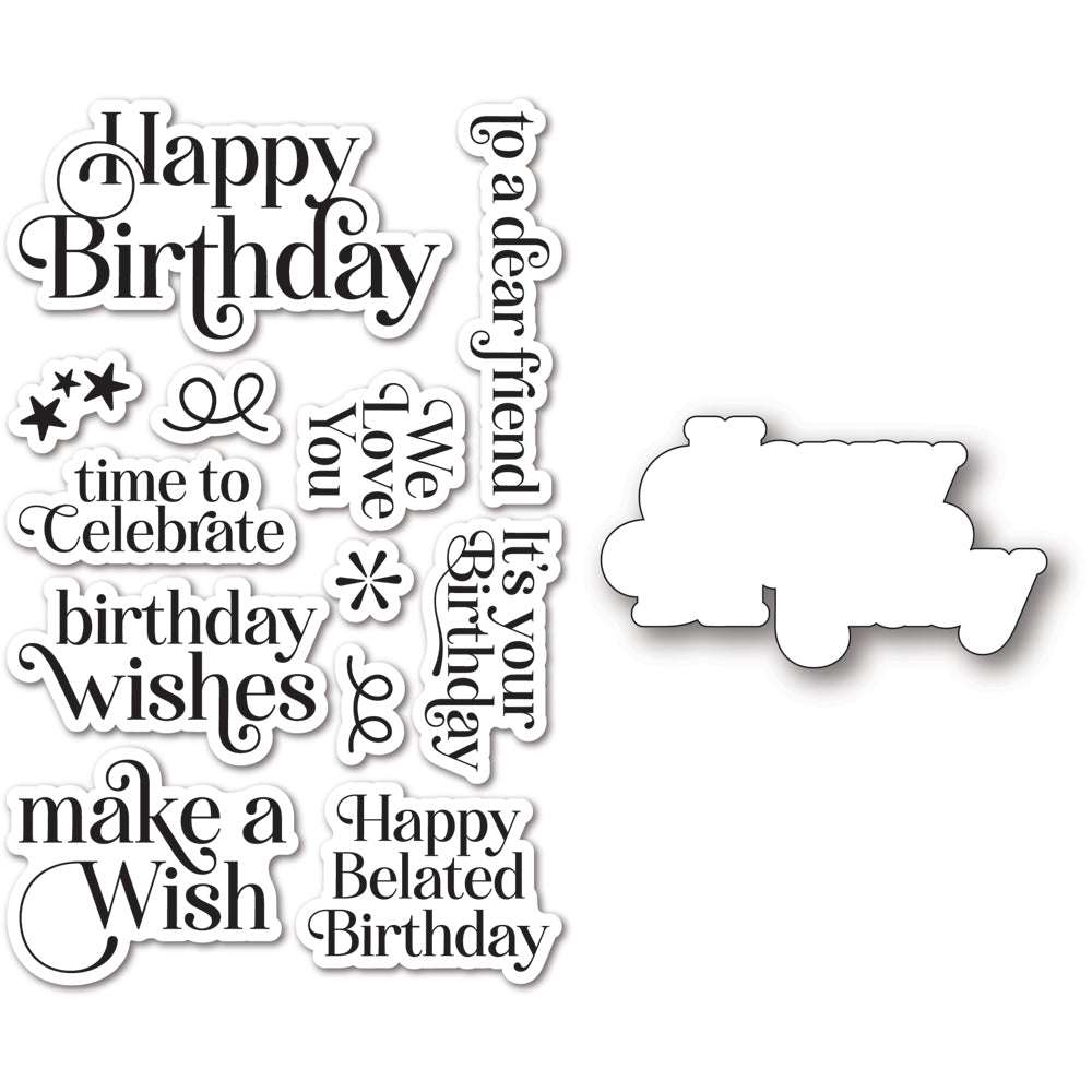 Memory Box Birthday Greetings clear stamp and die set