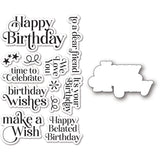 Memory Box Birthday Greetings clear stamp and die set