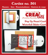 Crealies Cardzz Dies No. 301 Waterfall Slider Card + Pop Up Panel Card (CLCZ301)