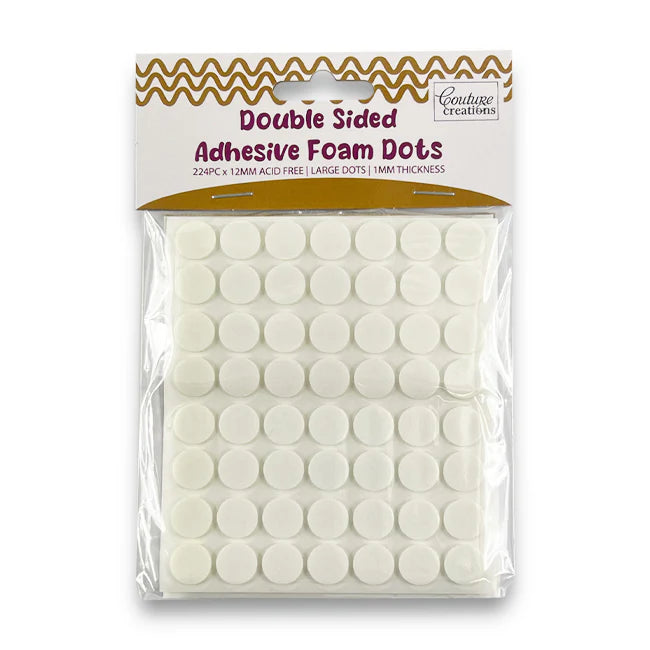 Couture Creations Double Sided Adhesive Foam Dots - 12mm 1mm high 1mm thick - 224 pcs