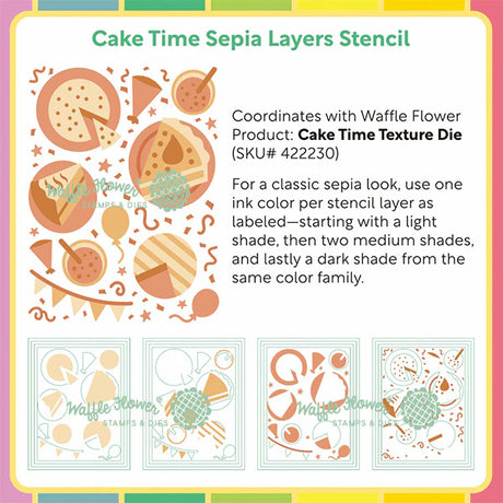 Waffle Flower Cake Time Sepia Layers Stencil