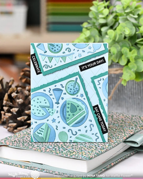 Waffle Flower Cake Time Sepia Layers Stencil