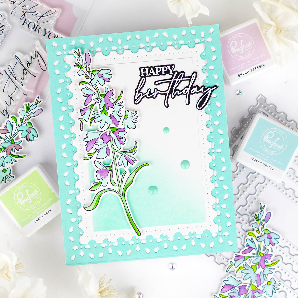 Pinkfresh Studio Cardinal Kiss Stamp / Die/ Stencil Bundle