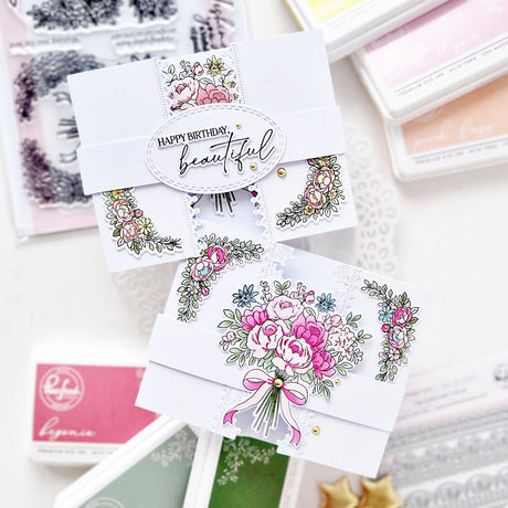 Pinkfresh Studio Celebrate in Blooms stamp, Die, Stencil and Washi Bundle