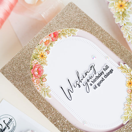 Pinkfresh Studio Celebrate in Blooms stamp, Die, Stencil and Washi Bundle