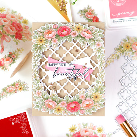 Pinkfresh Studio Celebrate in Blooms stamp, Die, Stencil and Washi Bundle