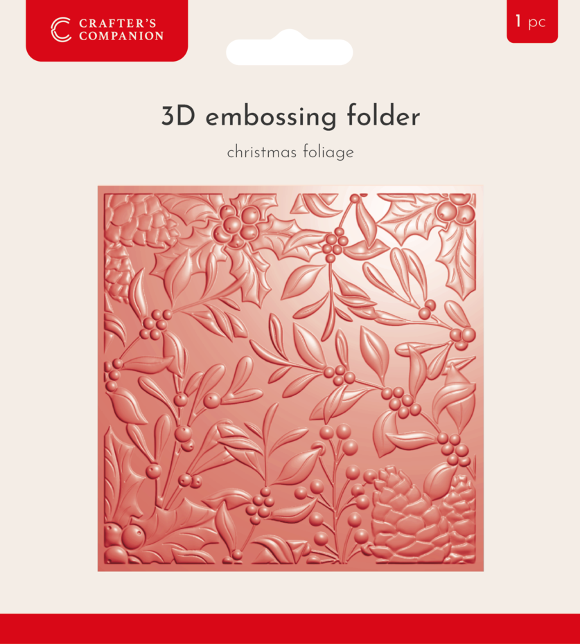 Crafter's Companion Christmas 3D Embossing Folder 5.5x5.5 Inch Christmas Foliage (CC-EF5.5-3D-CHFO)