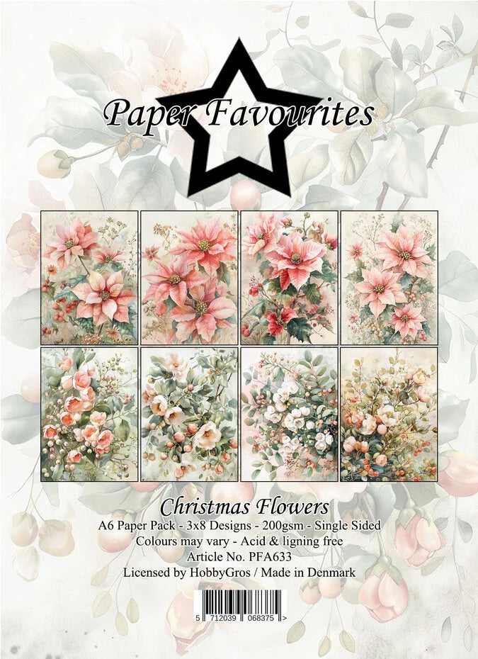 Paper Favourites Christmas Flowers A6 Paper Pack - PFA633