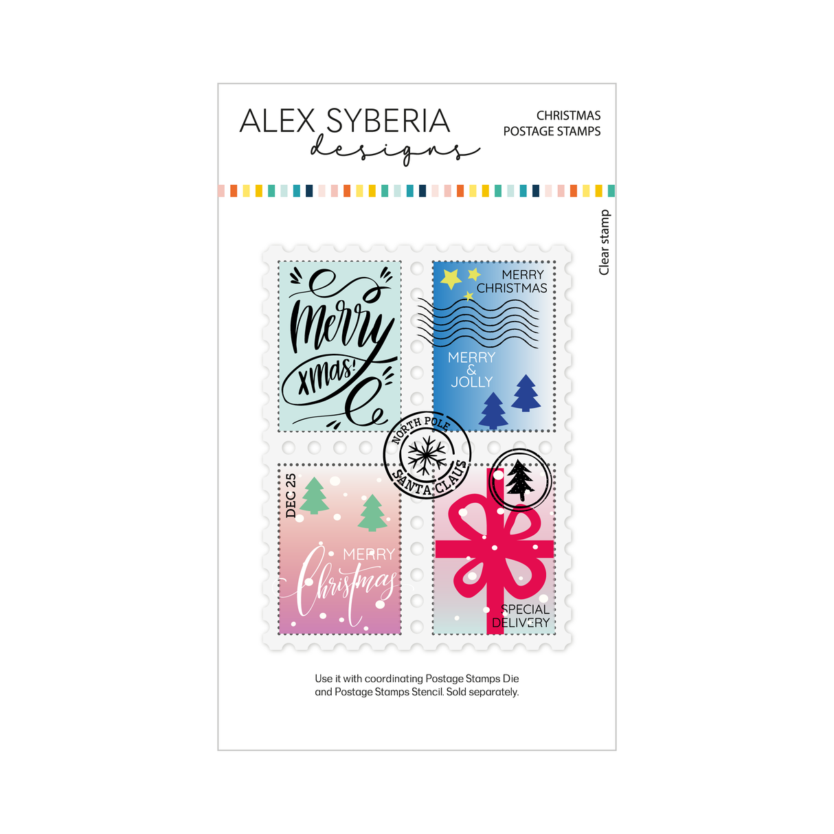 Alex Syberia Designs Christmas Postage Stamps Stamp Set