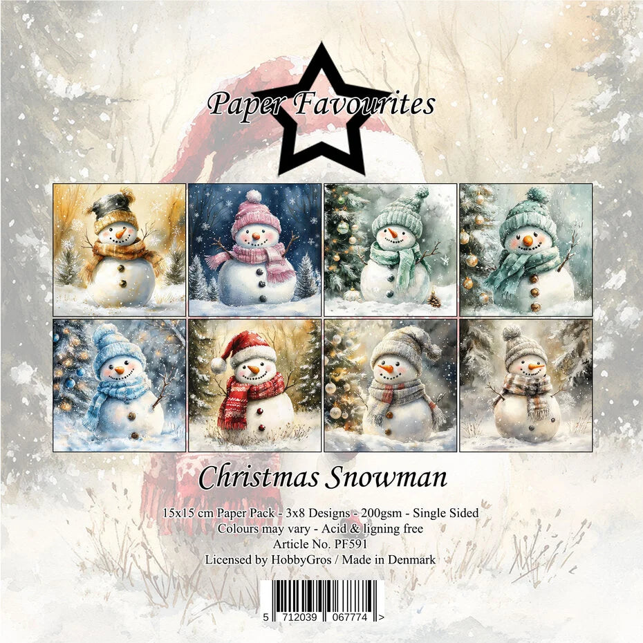 Paper Favourites Christmas Snowman 6 x 6 Inch Paper Pack - PF591
