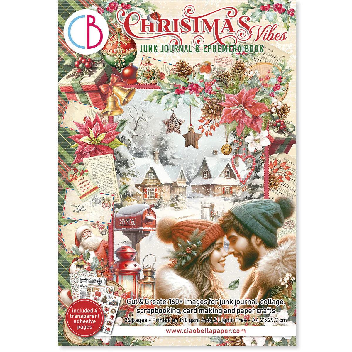 Ciao Bella Christmas Vibes Junk Journal & Ephemera Book A4 32/pkg