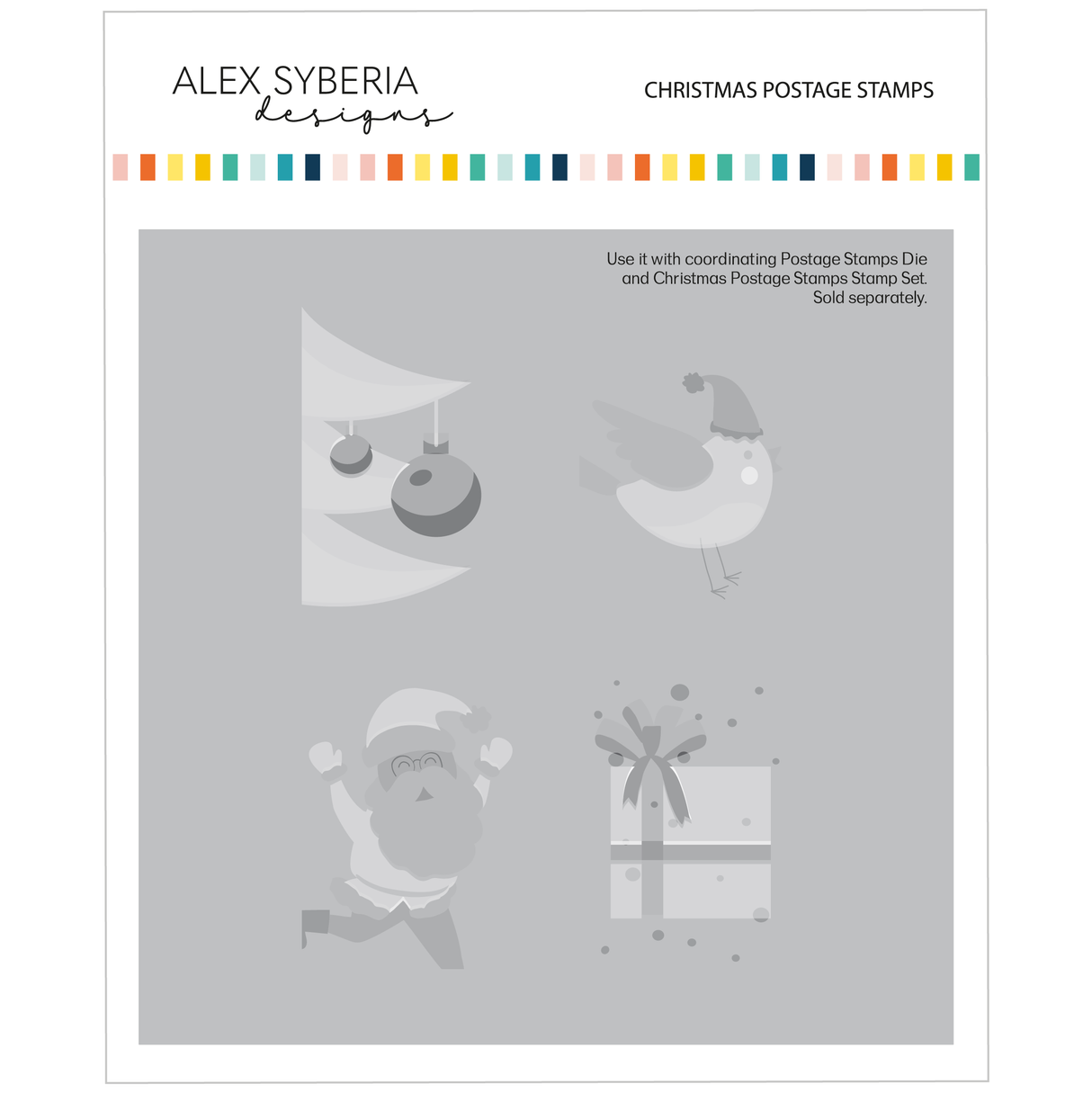 Alex Syberia Designs Christmas Postage Stamps Stencil Set