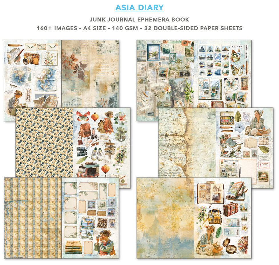 Ciao Bella Asia Diary A4 Junk Journal Ephemera Book (32pcs)CBB028