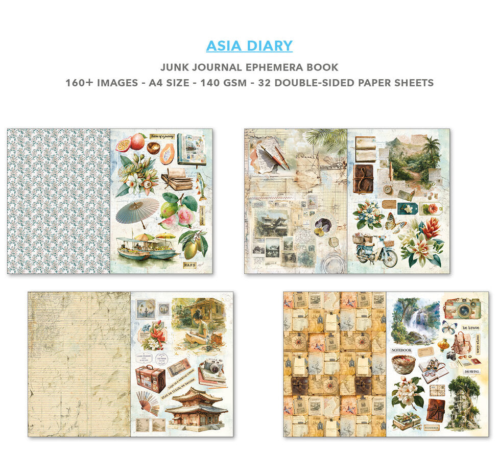 Ciao Bella Asia Diary A4 Junk Journal Ephemera Book (32pcs)CBB028