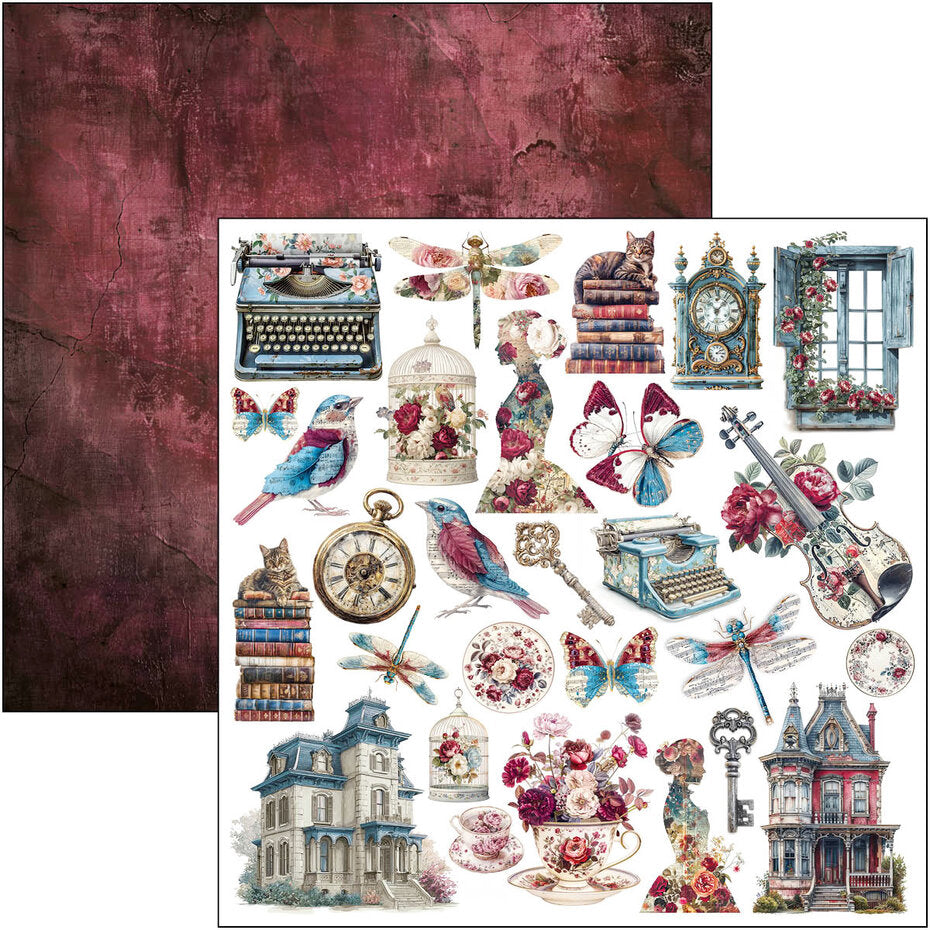 Ciao Bella Bohemian Burgundy 12x12 Inch Paper Pad (12pcs) - CBPM099