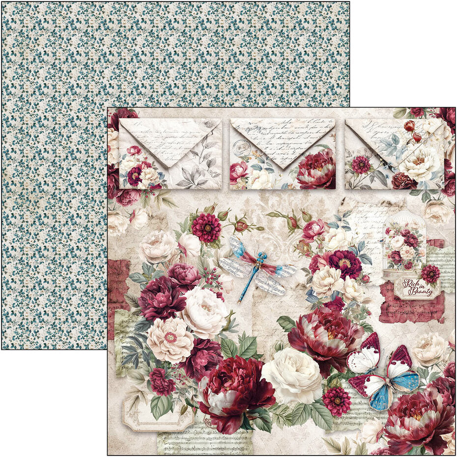 Ciao Bella Bohemian Burgundy 12x12 Inch Paper Pad (12pcs) - CBPM099