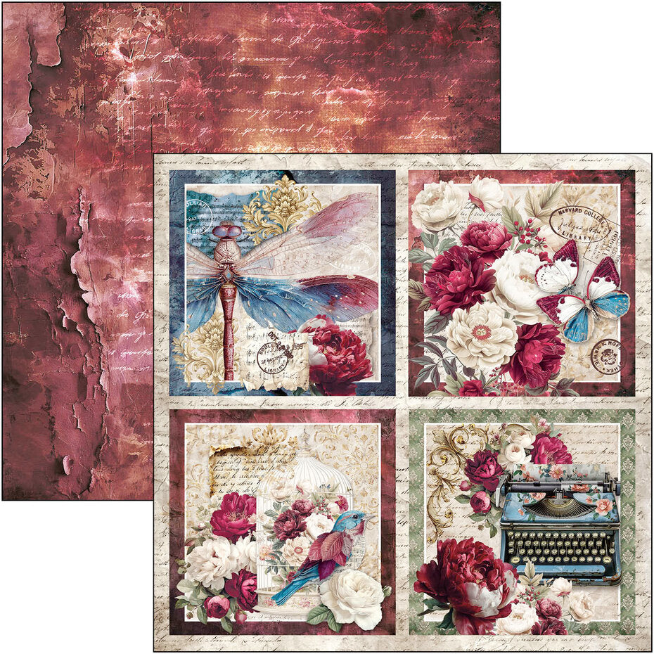 Ciao Bella Bohemian Burgundy 12x12 Inch Patterns Pad (8pcs) - CBT099
