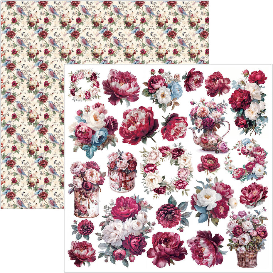 Ciao Bella Bohemian Burgundy 12x12 Inch Patterns Pad (8pcs) - CBT099