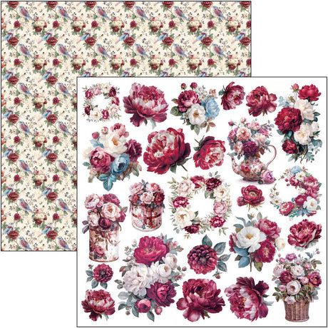 Ciao Bella Bohemian Burgundy 12x12 Inch Patterns Pad (8pcs) - CBT099