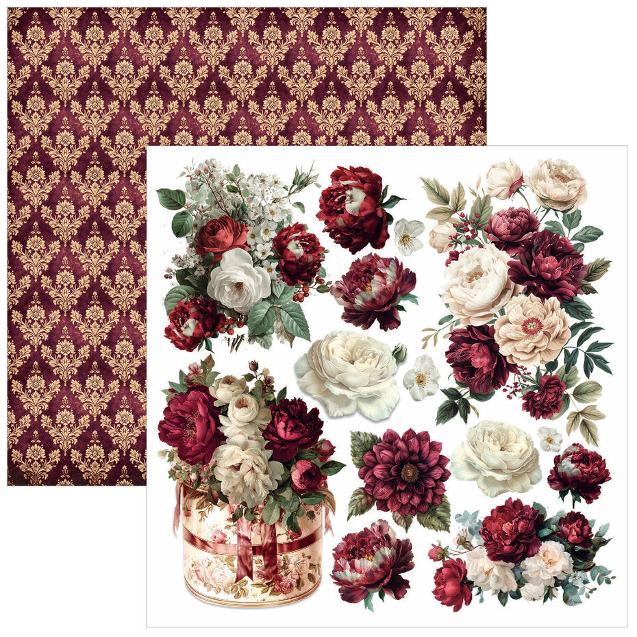 Ciao Bella Bohemian Burgundy 6x6 Inch Fussy Cut Pad (24pcs) - CBQE099