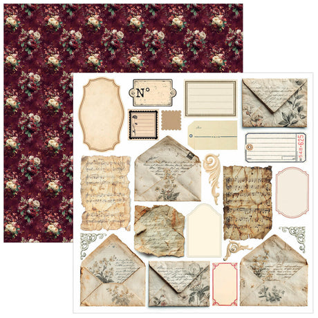 Ciao Bella Bohemian Burgundy 6x6 Inch Fussy Cut Pad (24pcs) - CBQE099