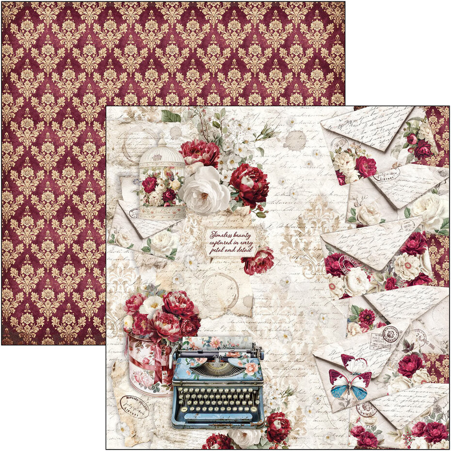 Ciao Bella Bohemian Burgundy 8x8 Inch Paper Pad (12pcs) - CBH099