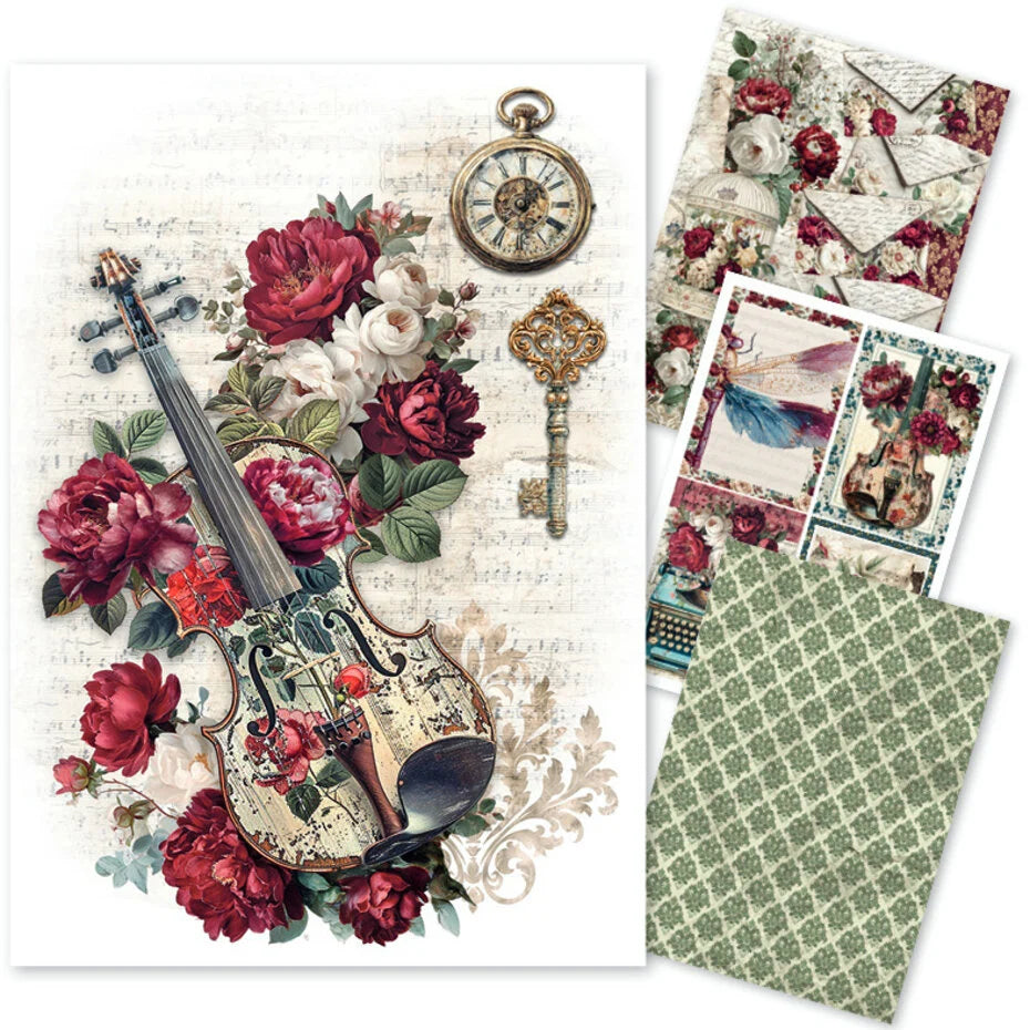 Ciao Bella Bohemian Burgundy A4 Rice Paper Mixed (4pcs) - CBRA015