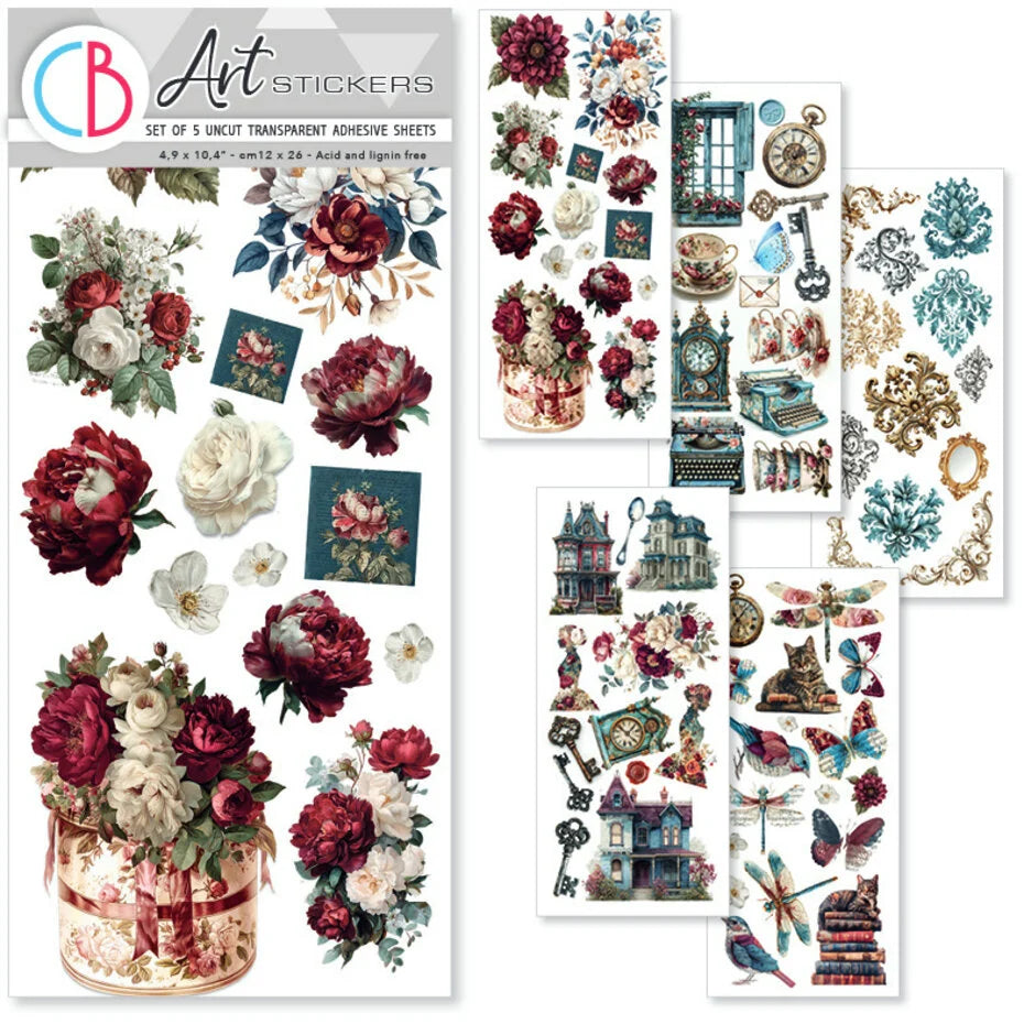 Ciao Bella Bohemian Burgundy Transparent Adhesive Sheets (5pcs) - CBI018