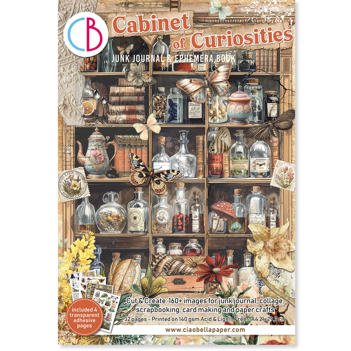 Ciao Bella Cabinet of Curiosities A4 Junk Journal Ephemera Book (32pcs) (CBB002)