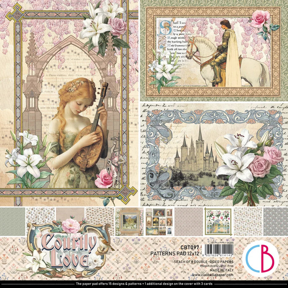 Ciao Bella Courtly Love 12x12 Inch Patterns Pad (8pcs) CBT097
