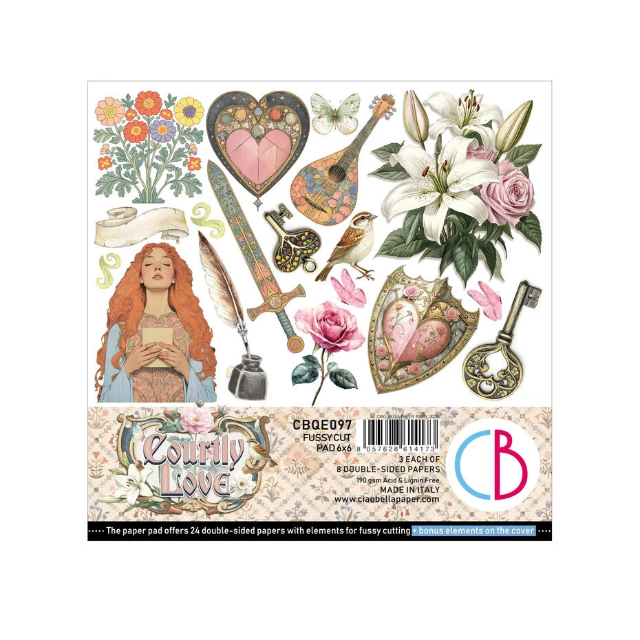 Ciao Bella Courtly Love 6x6 Inch Fussy Cut Pad (24pcs) CBQE097