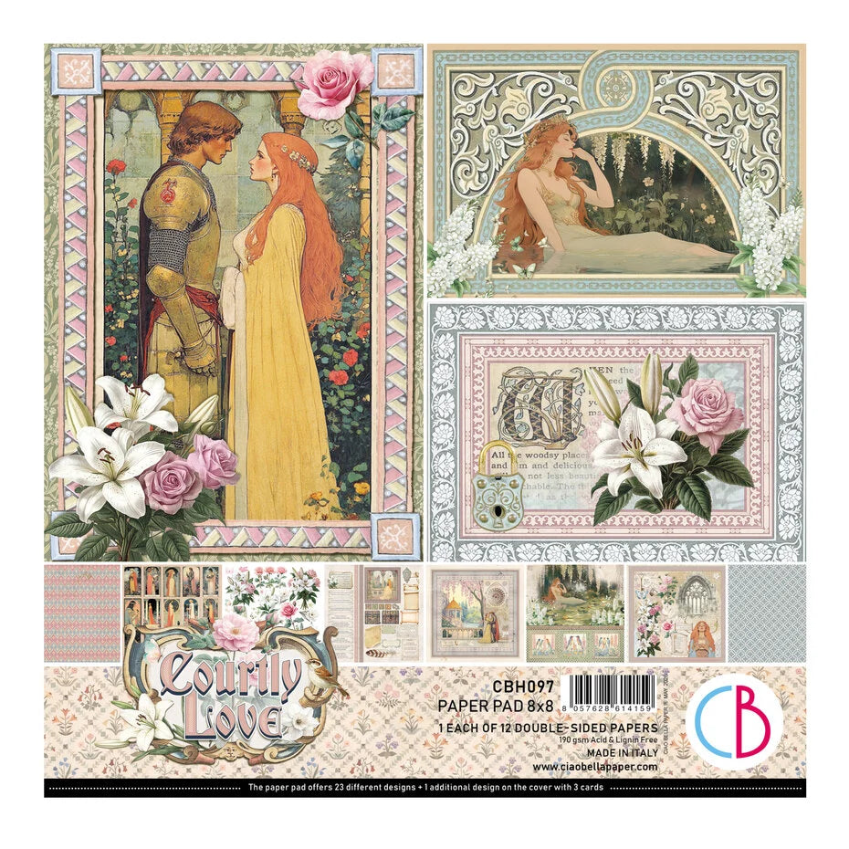 Ciao Bella Courtly Love 8x8 Inch Paper Pad (12pcs) CBH097
