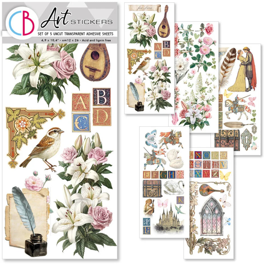 Ciao Bella Courtly Love Transparent Adhesive Sheets (5pcs) CBI016
