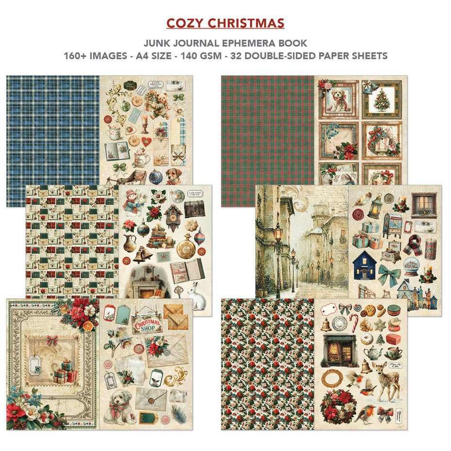Ciao Bella Cozy Christmas A4 Junk Journal Ephemera Book (32pcs) - CBB031