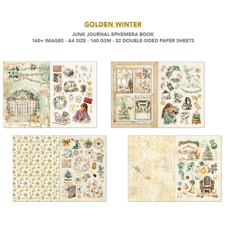 Ciao Bella Golden Winter A4 Junk Journal Ephemera Book (32pcs) - CBB032