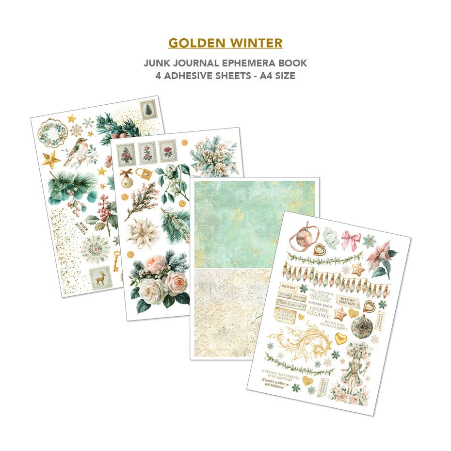 Ciao Bella Golden Winter A4 Junk Journal Ephemera Book (32pcs) - CBB032