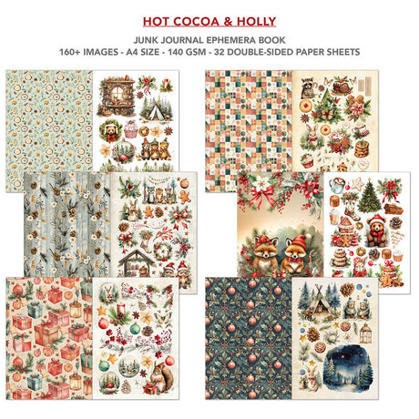 Ciao Bella Hot Cocoa & Holly A4 Junk Journal Ephemera Book (32pcs) (CBB015)