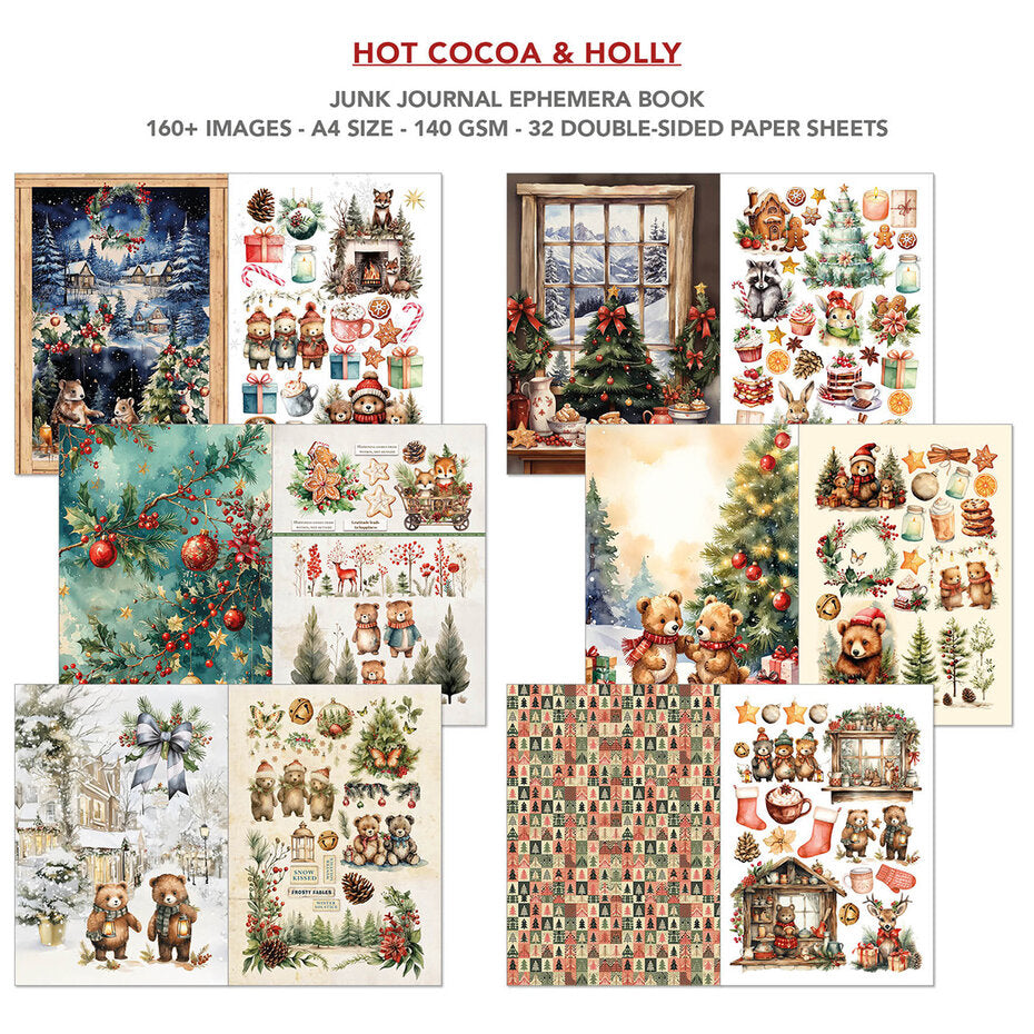 Ciao Bella Hot Cocoa & Holly A4 Junk Journal Ephemera Book (32pcs) (CBB015)