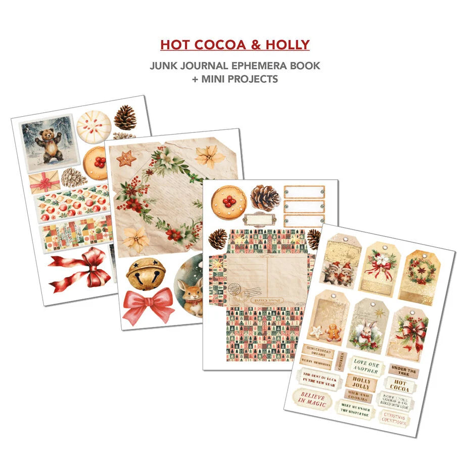 Ciao Bella Hot Cocoa & Holly A4 Junk Journal Ephemera Book (32pcs) (CBB015)