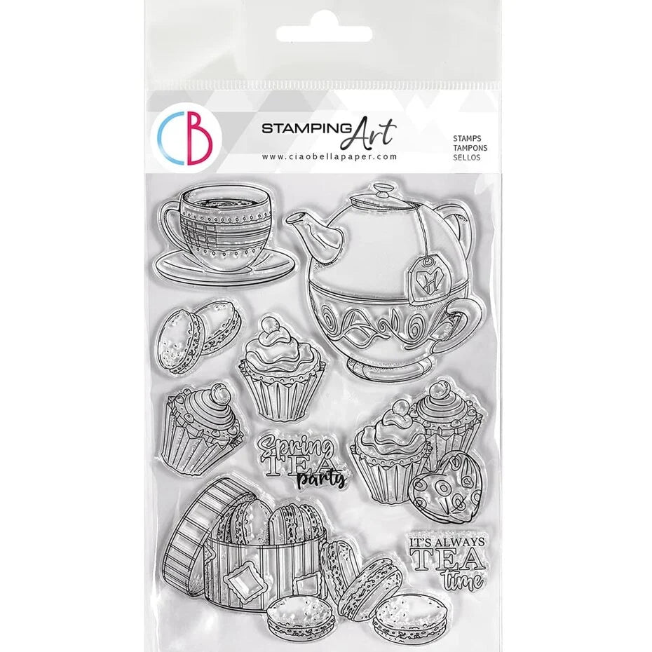 Ciao Bella Lunibloom 6x8 Inch Clear Stamps Spring Tea Party (PS8049)