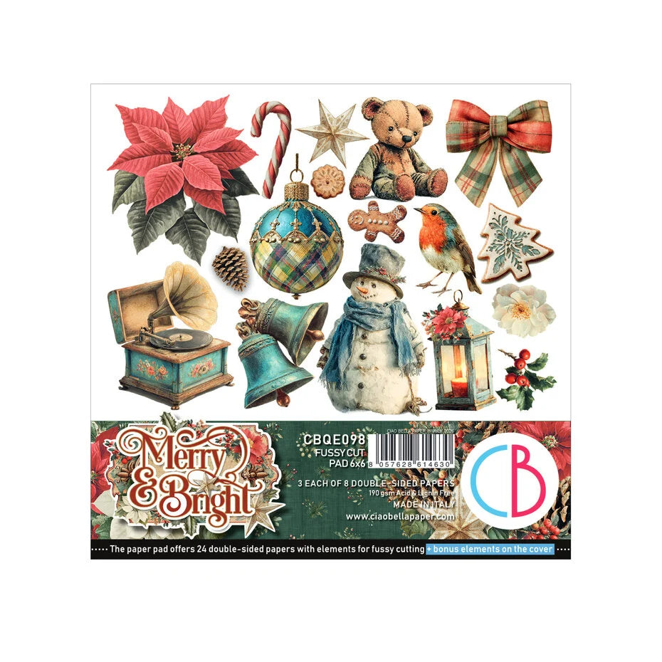 Ciao Bella Merry & Bright 6x6 Inch Fussy Cut Pad (24pcs) - CBQE098