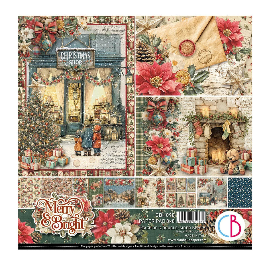 Ciao Bella Merry & Bright 8x8 Inch Paper Pad (12pcs) - CBH098