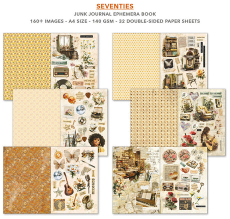 Ciao Bella Seventies A4 Junk Journal Ephemera Book (32pcs)CBB027